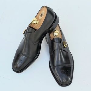 Brand New Bally Black Side Buckle Monk Strap